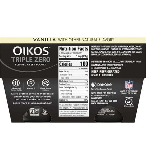 Oikos Vanilla Greek Yogurt Nutrition Label | Blog Dandk