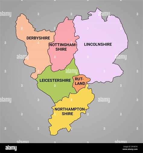 High Quality map of East Midlands England is a region of England, with ...