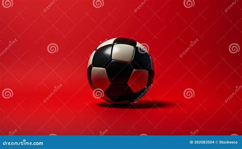 Minimalist Black and White Soccer Ball on Red Background Stock Illustration - Illustration of ...