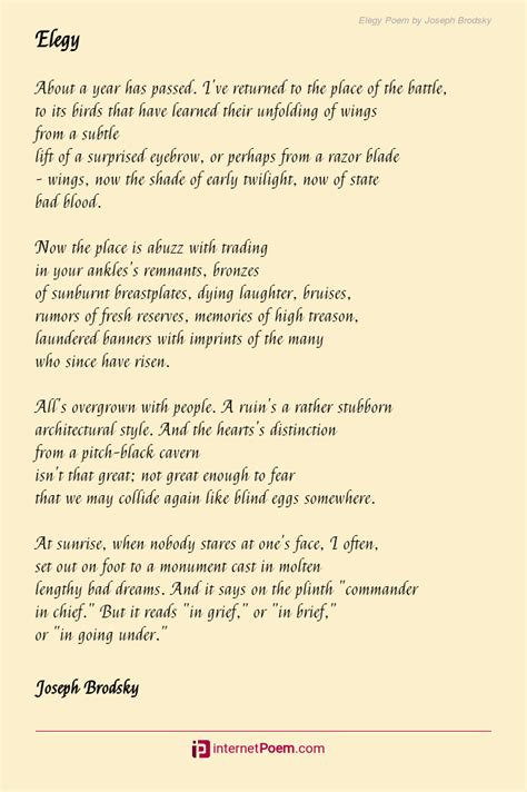 Elegy Poem by Joseph Brodsky