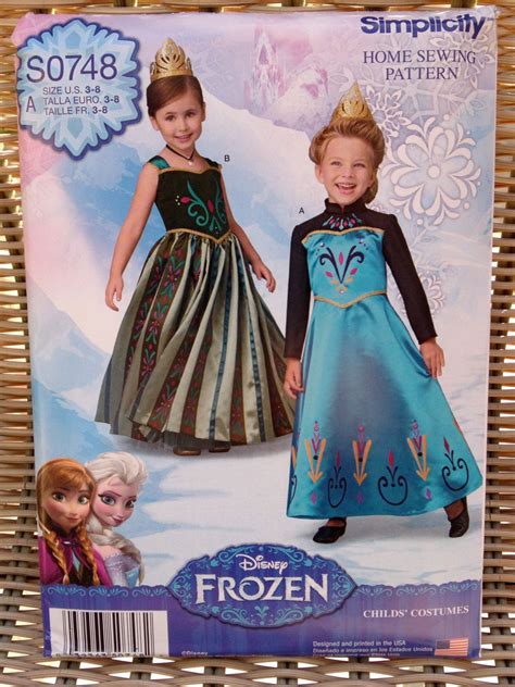 Disney Frozen Elsa and Anna Child's Clothes Costumes, New Simplicity #0748, Long Gown, Appliques ...