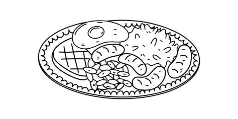 Bandeja paisa in hand drawn doodle style. Traditional dish of Colombia ...