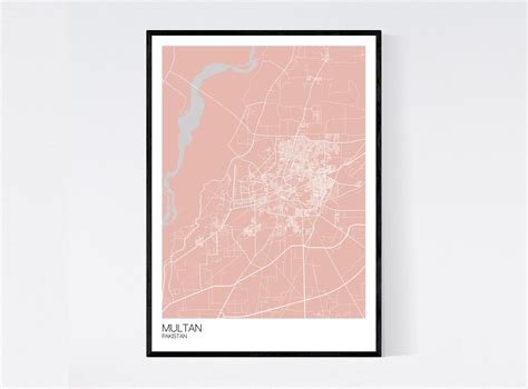 Multan Pakistan Map Art Print Many Styles Art Quality | Etsy