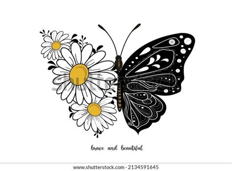 Black White Daisy Flower Vector Design Stock Vector (Royalty Free ...