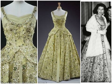 Queen Elizabeth in a gown by Sir Norman Hartnell, c. 1957 This elegant ...