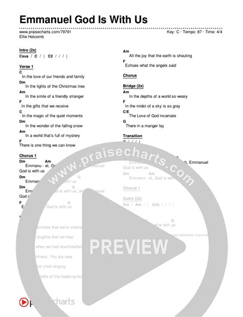 Emmanuel God Is With Us Chords PDF (Ellie Holcomb) - PraiseCharts