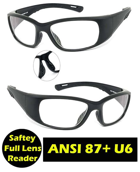 Ansi Z87+ U6 | Full Lens Wrap Around Reading Safety Glasses