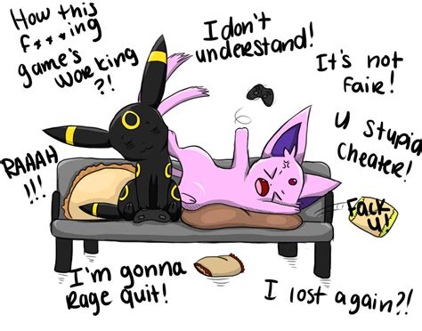 Umbreon and Espeon playing video games.. ~ by Flakkynne on DeviantArt