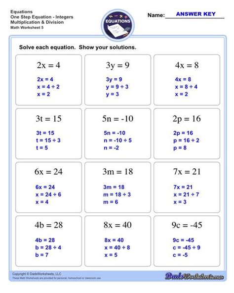 One Step Equations