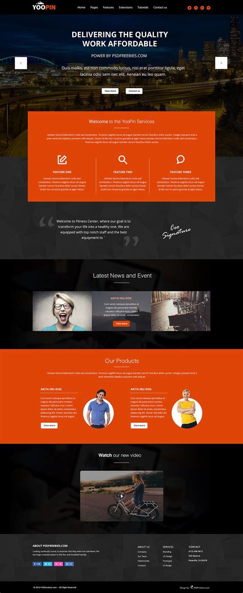 YooPin Multipurpose Modern Website Template Free PSD | PSDFreebies.com | Free website templates ...