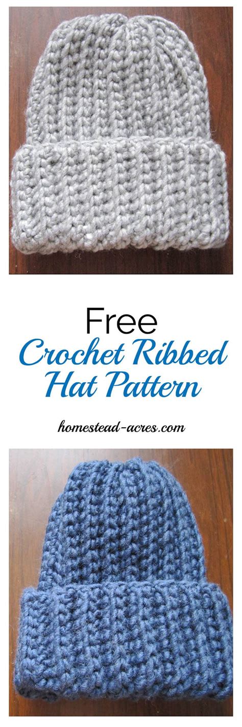 Crochet Ribbed Hat Pattern - Homestead Acres