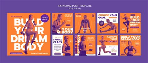 Premium PSD | Body building workout instagram posts