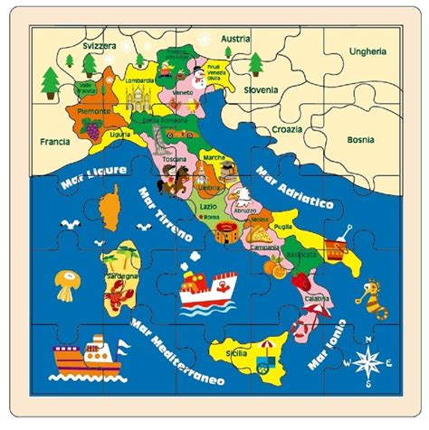 Wooden "Italy" Map Puzzle – Italian Children's Market