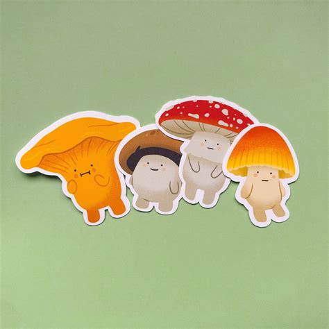 Mushroom Vinyl Sticker Pack Cute Mushroom Stickers | Etsy