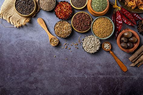 Free Photo | Top view of indian seasonings and spices on a table