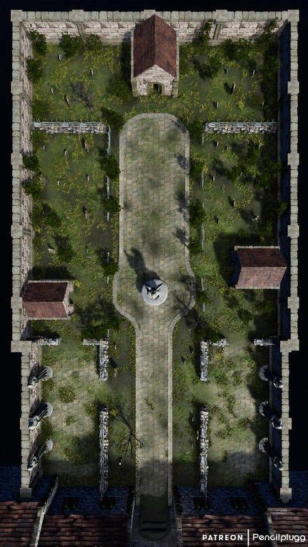 Scarlet Monastery: Graveyard (20x36) : dndmaps Fantasy Town, Fantasy ...