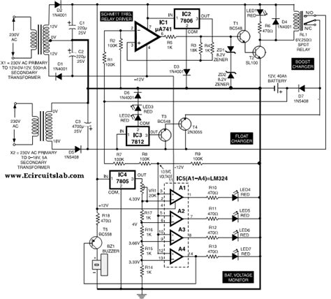 Automatic Battery Charger Circuit Diagram