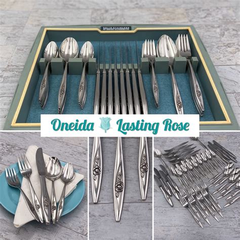 Oneida Lasting Rose Deluxe Stainless Flatware set, Service for 8 in ...