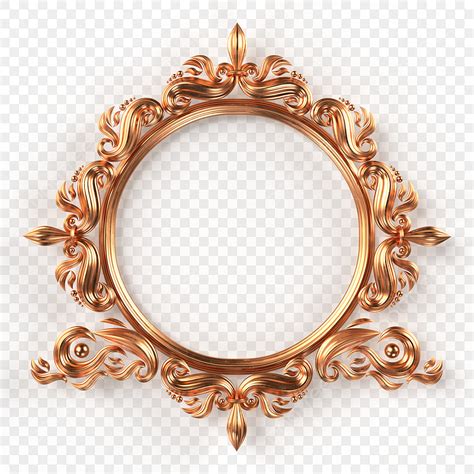 Gold Round 3d Images, Gold Round Vintage Photo Frame 3d Illustration, Rich, Shine, Border PNG ...