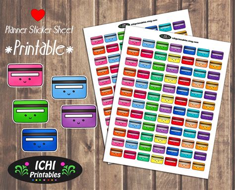 Credit Card Printable Planner Stickers Credit Card Planner | Etsy