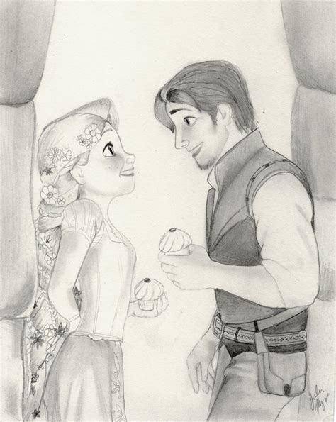 Rapunzel and Flynn (Tangled Graphite Drawing) by julesrizz on DeviantArt