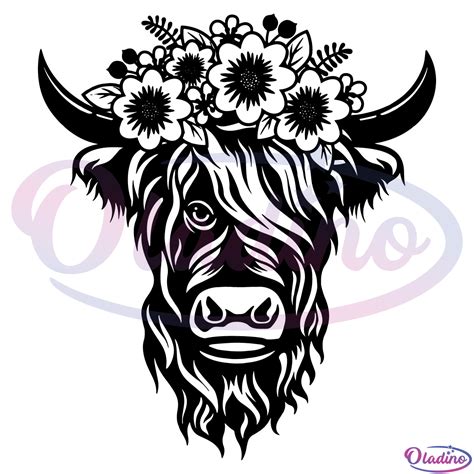 Floral Highland Cow SVG, Cow Svg, Highland Cow Svg, Floral Animal Svg