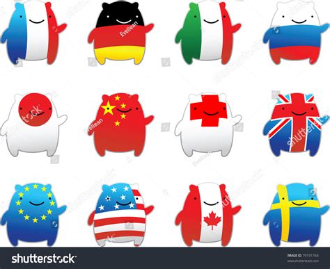 Vector Set Of Flags In The Form Of Funny Animals - 79191763 : Shutterstock