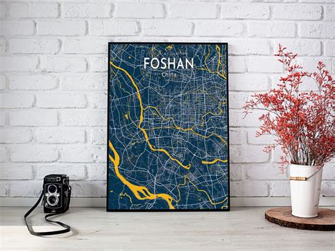Foshan Blue Map Poster Foshan City Modern Map Print Foshan - Etsy UK