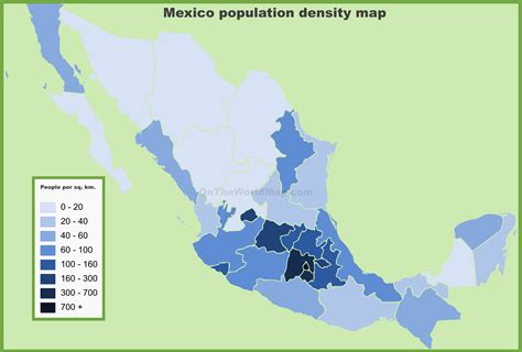 Mexico population density map - Ontheworldmap.com