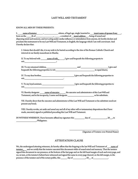 35 Free (Blank) Last Will and Testament Forms (Word - PDF)