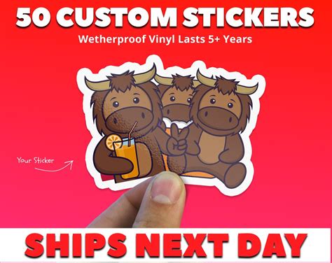 50 Custom Logo Stickers Custom Photo Sticker Personalized - Etsy