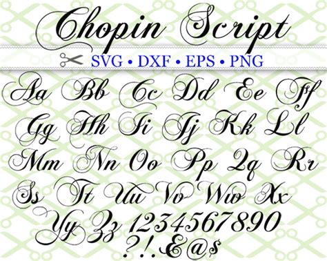 CHOPIN SCRIPT SVG FONT-Cricut & Silhouette Files SVG DXF EPS PNG ...