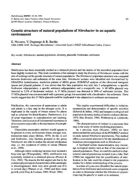 (PDF) Genetic structure of natural populations of Nitrobacter in an ...