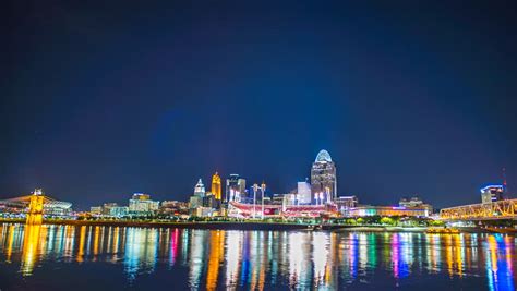 Cincinnati Skyline at night with lights in Ohio image - Free stock ...