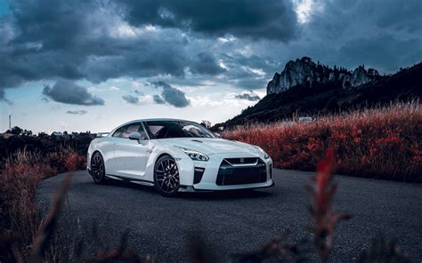 Download wallpapers R35, Nissan GT-R, tuning, supercars, tunned GTR, white GT-R, japanese cars ...