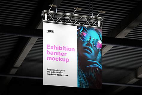 Free hanging exhibition banner mockup - Instant Download