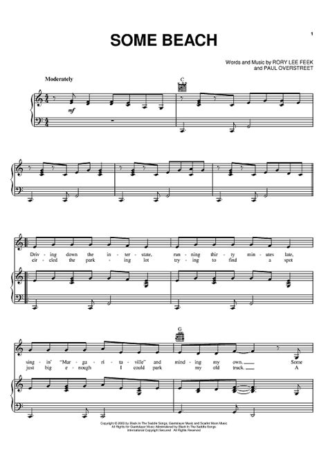 Some Beach" Sheet Music by Blake Shelton for Piano/Vocal/Chords - Sheet Music Now