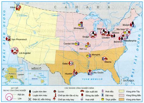 [LỜI GIẢI] Cho lược đồ: Các trung tâm công nghiệp chính của Hoa Kì