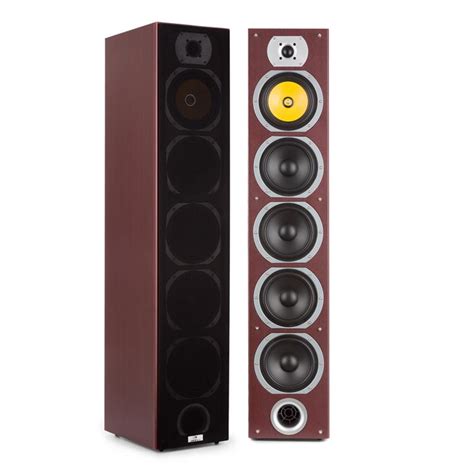 V7B 4-way Bass Reflex Tower Speakers 440W Detachable Front Panel Mahogany