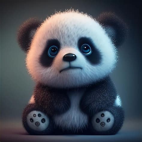 Premium AI Image | A panda bear with blue eyes sits on a table.