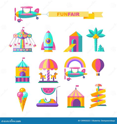 Amusement Park, Rides. Vector Illustration Stock Vector - Illustration of background, amusement ...