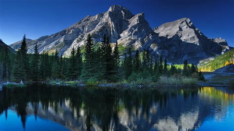 Fonds d'ecran 1366x768 Canada Montagnes Lac Alberta Picea Reflet Nature ...