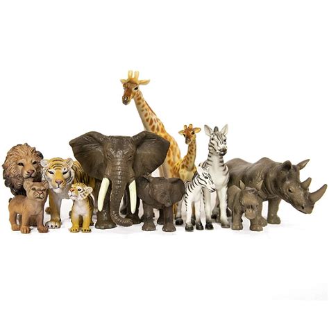 Buy SB TOYS Premium Realistic Safari Zoo Wild Animals Set (12 Piece) - Parent and Baby Zoo ...