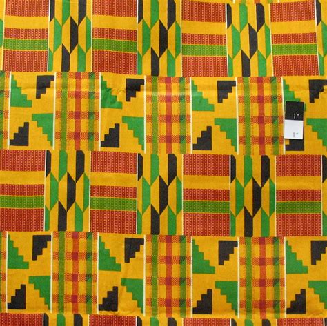 African Tribal Kente Print T-5033 Polished Cotton Fabric By The Yard