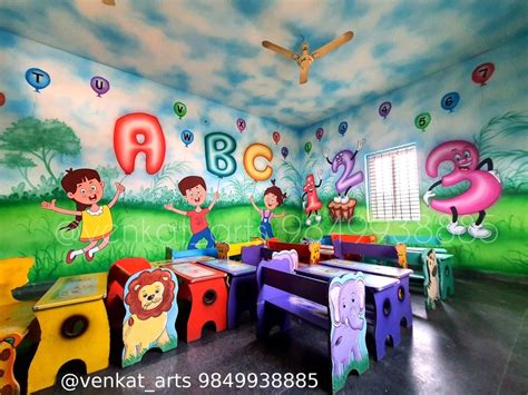 School Wall Art Painting Ideas, Play, Pre Primary School Classroom Wall ...