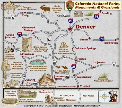 Colorado National Parks Monuments Grasslands Map | Colorado Vacation ...