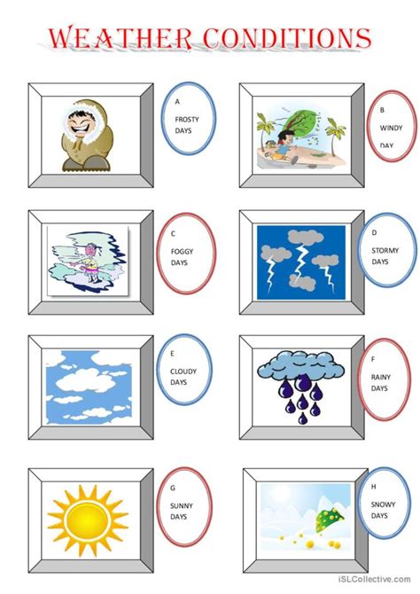 WEATHER CONDITIONS pictur…: English ESL worksheets pdf & doc