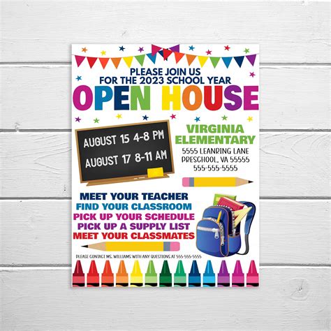 School Open House Flyer Editable Back to School Invite Meet - Etsy