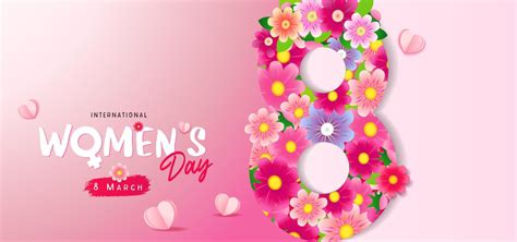 International Women's day greeting card, floral number 8 and pink background 41043479 Vector Art ...