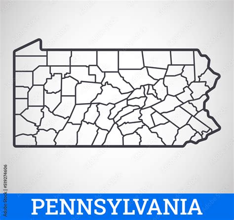 Simple outline map of Pennsylvania, America. Vector graphic illustration. Stock Vector | Adobe Stock